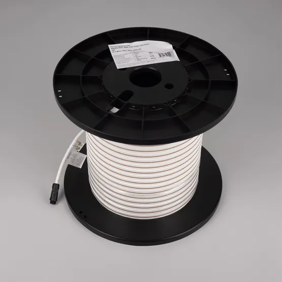 Фото #2 товара Светодиодная лента герметичная MOONLIGHT-PRO-TOP-X320-13x12mm 48V Warm3000 (9.6 W/m, IP67, 30m, wire x2) (Arlight, Вывод боковой, 7 лет)