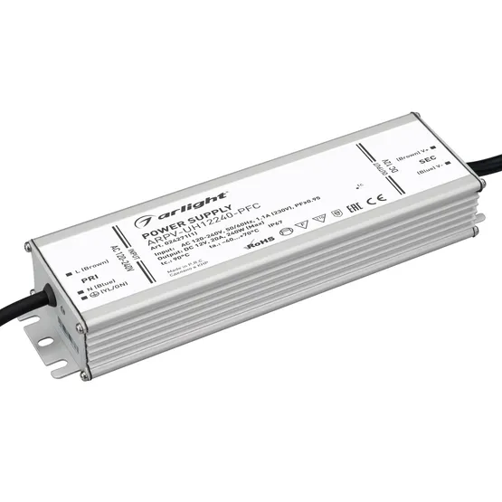 Фото товара Блок питания ARPV-UH12240-PFC (12V, 20.0A, 240W) (Arlight, IP67 Металл, 7 лет)