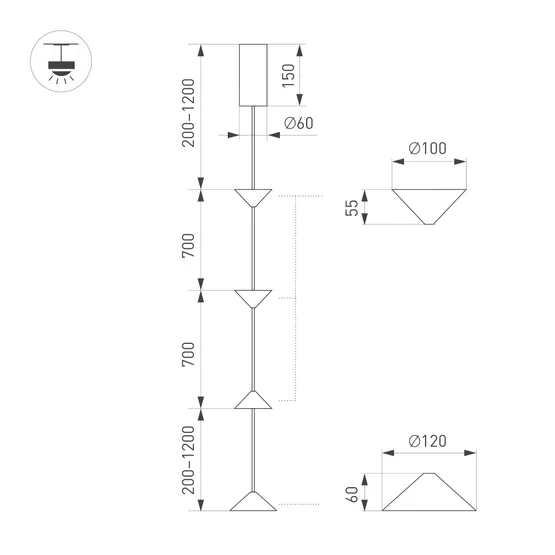 Фото #4 товара Светильник SP-CALICE-SURFACE-R120-12W Warm2700 (BK, 110 deg, 230V) (Arlight, IP20 Металл, 5 лет)