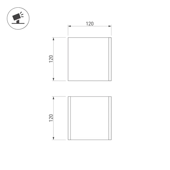 Фото #9 товара Светильник LGD-PERAN-WALL-S120x120-6W Warm3000 (BK, 0-80 deg, 230V) (Arlight, IP65 Бетон, 3 года)