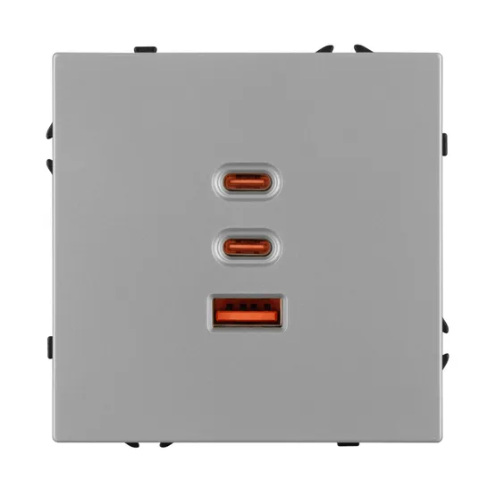 Фото #2 товара Механизм розетки с быстрой USB зарядкой SCT-NOBE-MUACC-SFPL-FC-IS (65W, QC3) (Arlight, -)