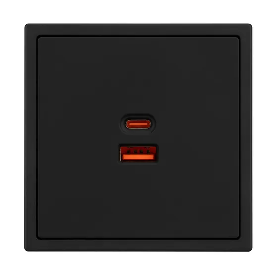 Фото #3 товара Механизм розетки с быстрой USB зарядкой SCT-NOBE-MUAC-SFPL-FC-BK (65W, QC3) (Arlight, Черный оникс)