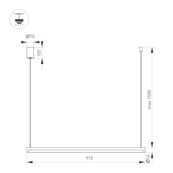 Фото #4 товара Светильник SP-UMBRA-HANG-H-L900-15W Day4000 (WH, 120 deg, 230V) (Arlight, IP20 Металл, 3 года)