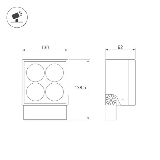 Фото #3 товара Светильник ALT-BLOCK-S130x130-15W Warm3000 (GR, 36 deg, 230V) (Arlight, IP66 Металл, 3 года)