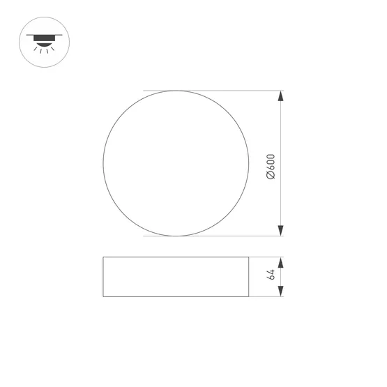 Фото #7 товара Светильник IM-RONDO-EMERGENCY-3H-R600-64W Warm3000 (BK, 120 deg, 230V) (Arlight, IP40 Металл, 2 года)