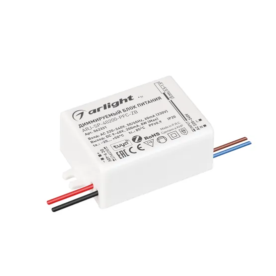 Фото товара Блок питания ARJ-SP-40200-PFC-ZB (8W, 9-40V, 200mA) (Arlight, IP20 Пластик, 5 лет)