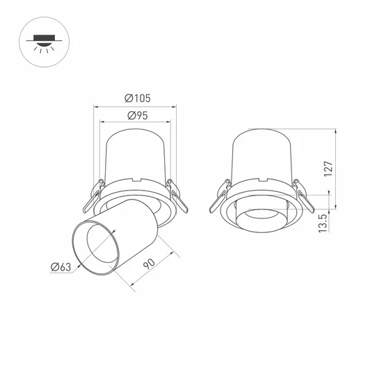 Фото #8 товара Светильник LTD-PULL-R100-10W Warm3000 (WH, 24 deg, 230V) (Arlight, IP20 Металл, 5 лет)