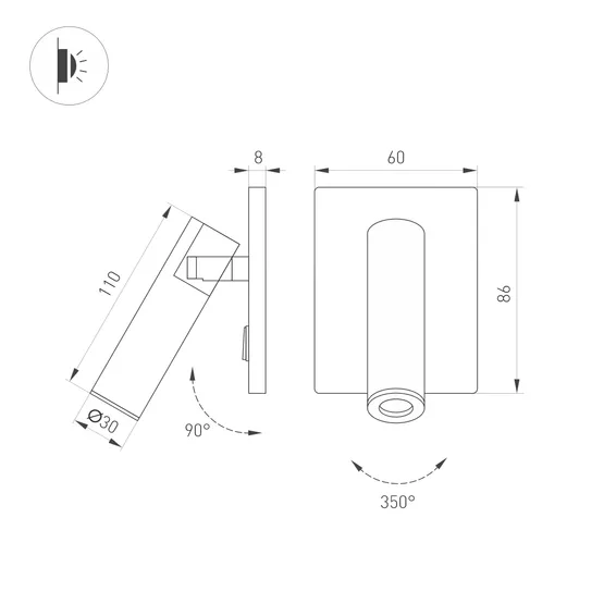 Фото #2 товара Светильник SP-READER-S60x86-3W Warm3000 (BK, 20 deg, 230V) (Arlight, IP20 Металл, 3 года)