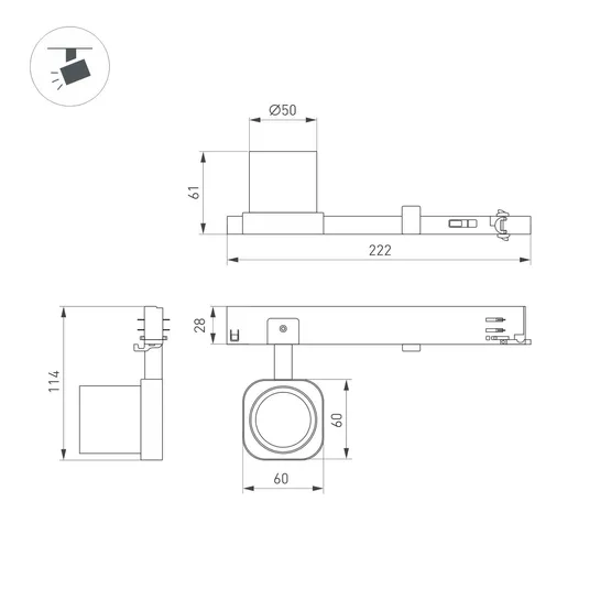 Фото #2 товара Светильник LGD-DIAFILM-4TR-R60-10W Warm2700 (BK, 38 deg, 230V) (Arlight, IP20 Металл, 5 лет)