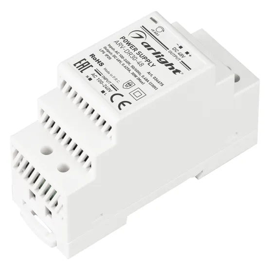 Фото товара Блок питания ARV-DR30-48 (48V, 0.6A, 30W) (Arlight, IP20 DIN-рейка)