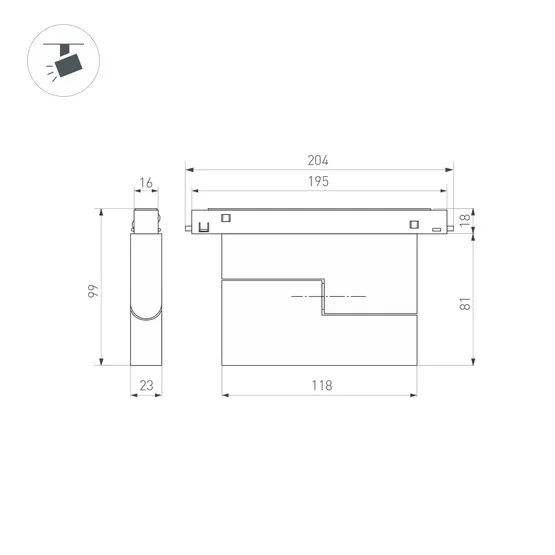 Фото #2 товара Светильник MAG-ORIENT-FLAT-FOLD-S195-6W Warm3000 (WH, 80 deg, 48V) (Arlight, IP20 Металл, 5 лет)