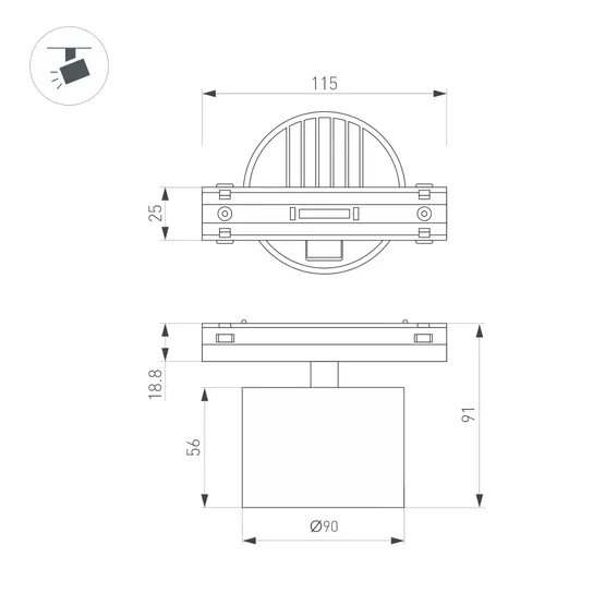 Фото #2 товара Светильник MAG-VIBE-RONDO-R90-10W Warm3000 (BK, 110 deg, 48V) (Arlight, IP20 Металл, 5 лет)