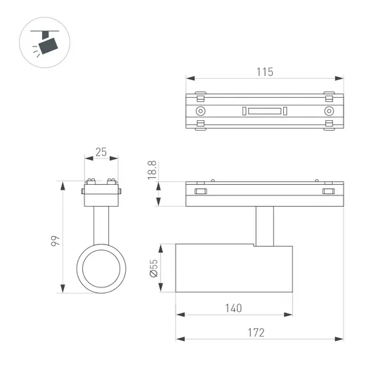 Фото #2 товара Светильник MAG-VIBE-SPOT-R55-18W Day4000-MIX (BK, 24 deg, 48V, TUYA Zigbee) (Arlight, IP20 Металл, 5 лет)