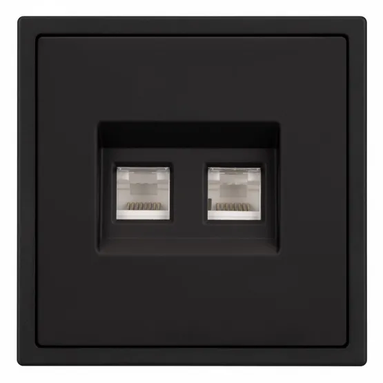 Фото #4 товара Механизм сдвоенной компьютерной розетки SCT-NOBE-MPC2-SFPL-BK (RJ-45, CAT6) (Arlight, Черный оникс)
